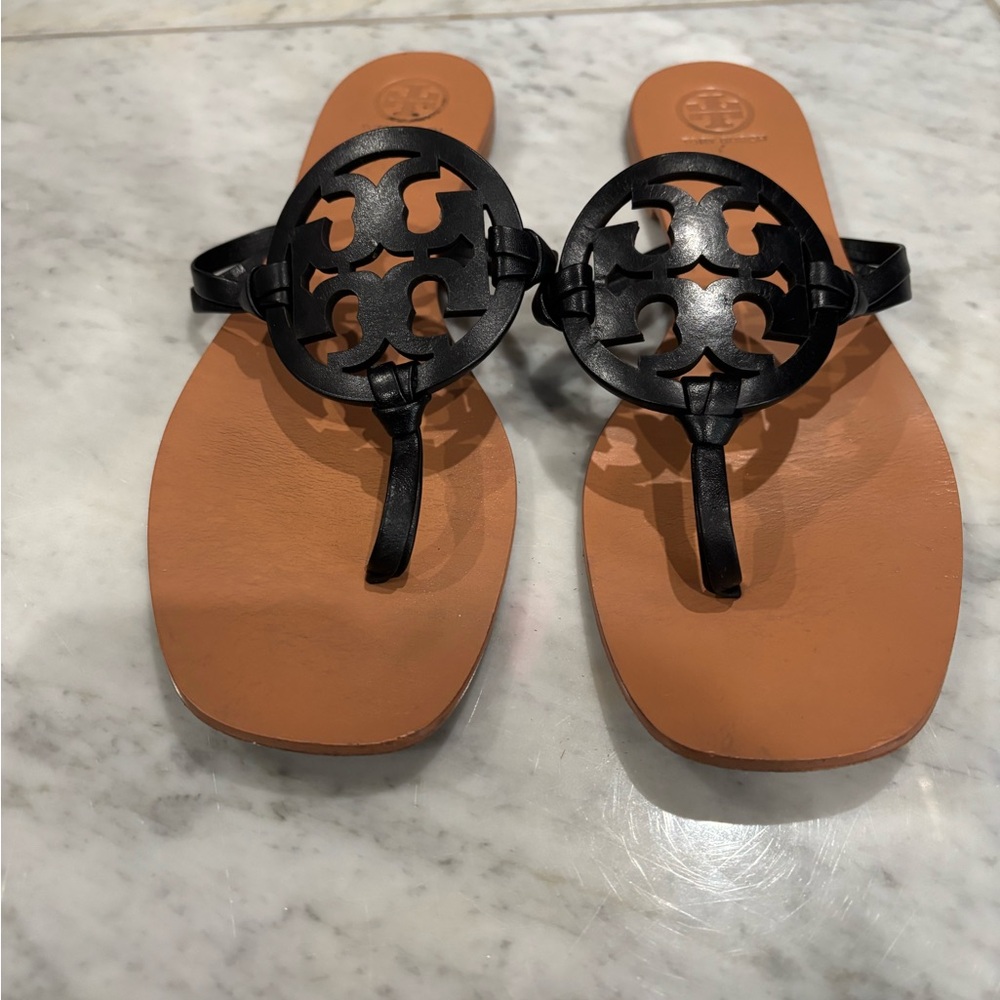 Tory Burch Black and Tan Sandals